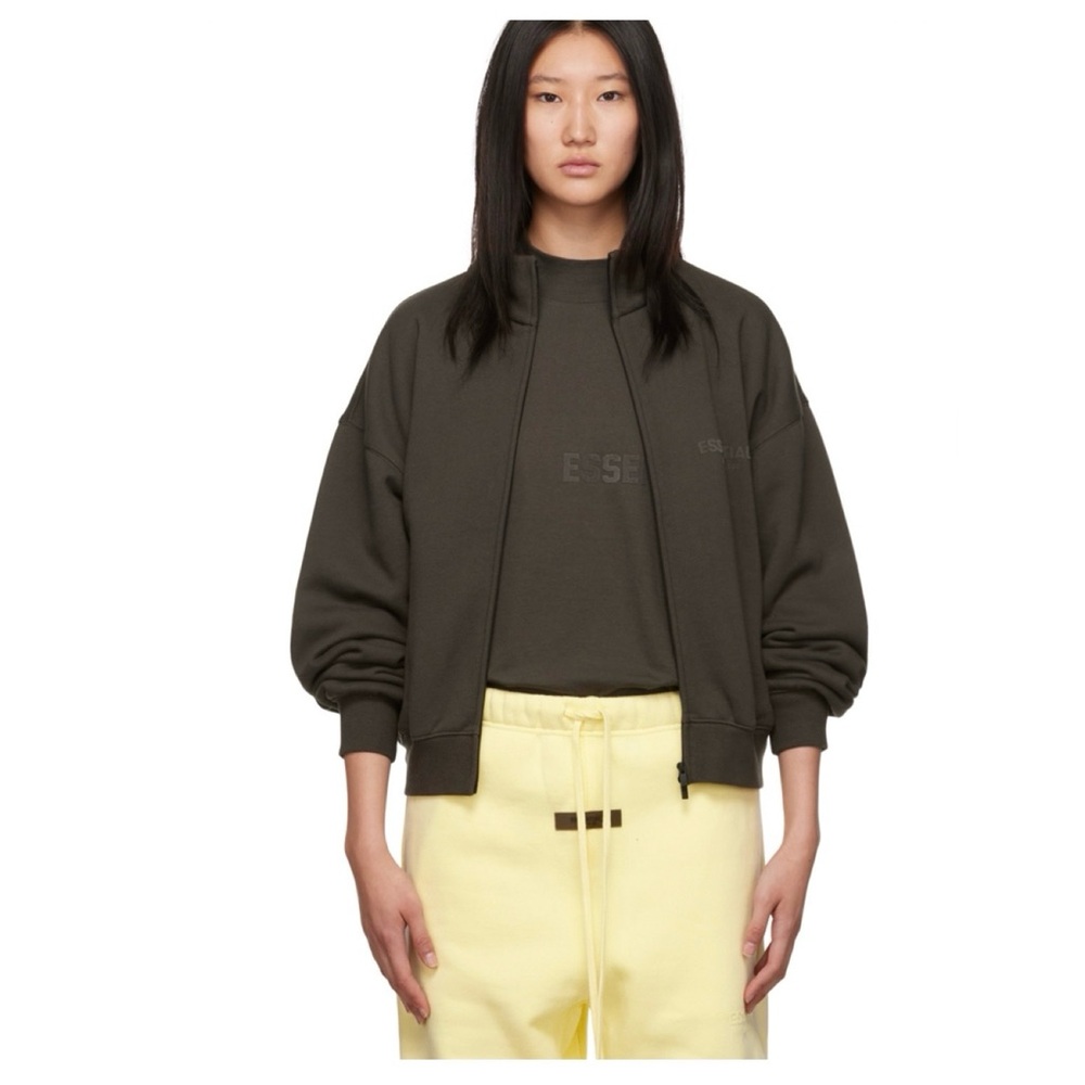 Fear of God Olive Green Zip-Front Sweatshirt
